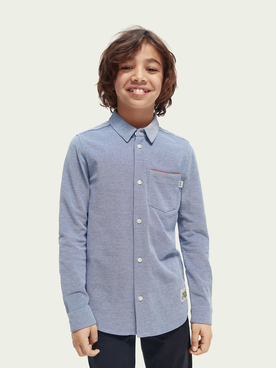 Regular-Fit Long-Sleeve Pique Shirt