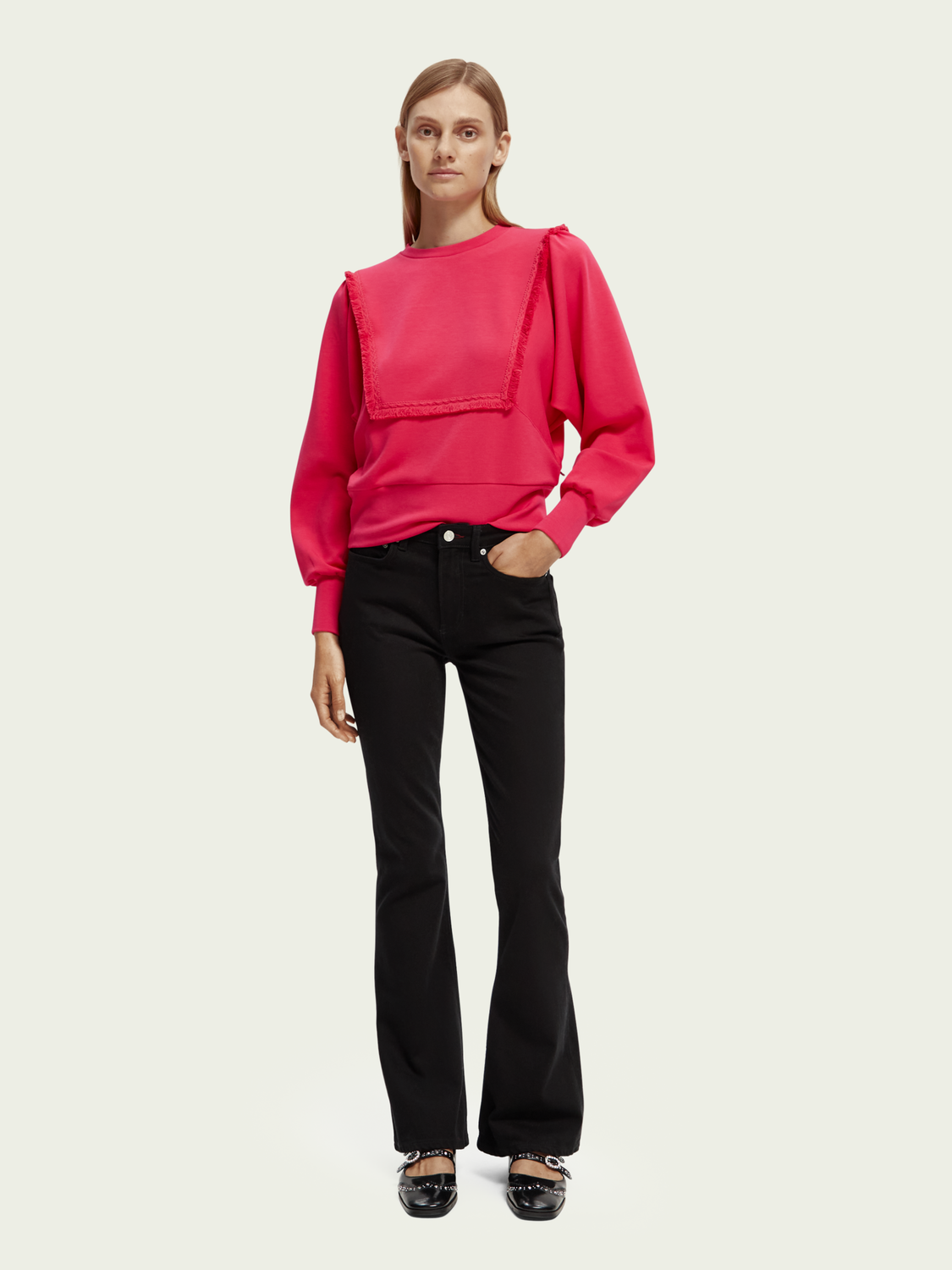 Fringed Oversized Raglan Sweatshirt | scotch & soda outlet