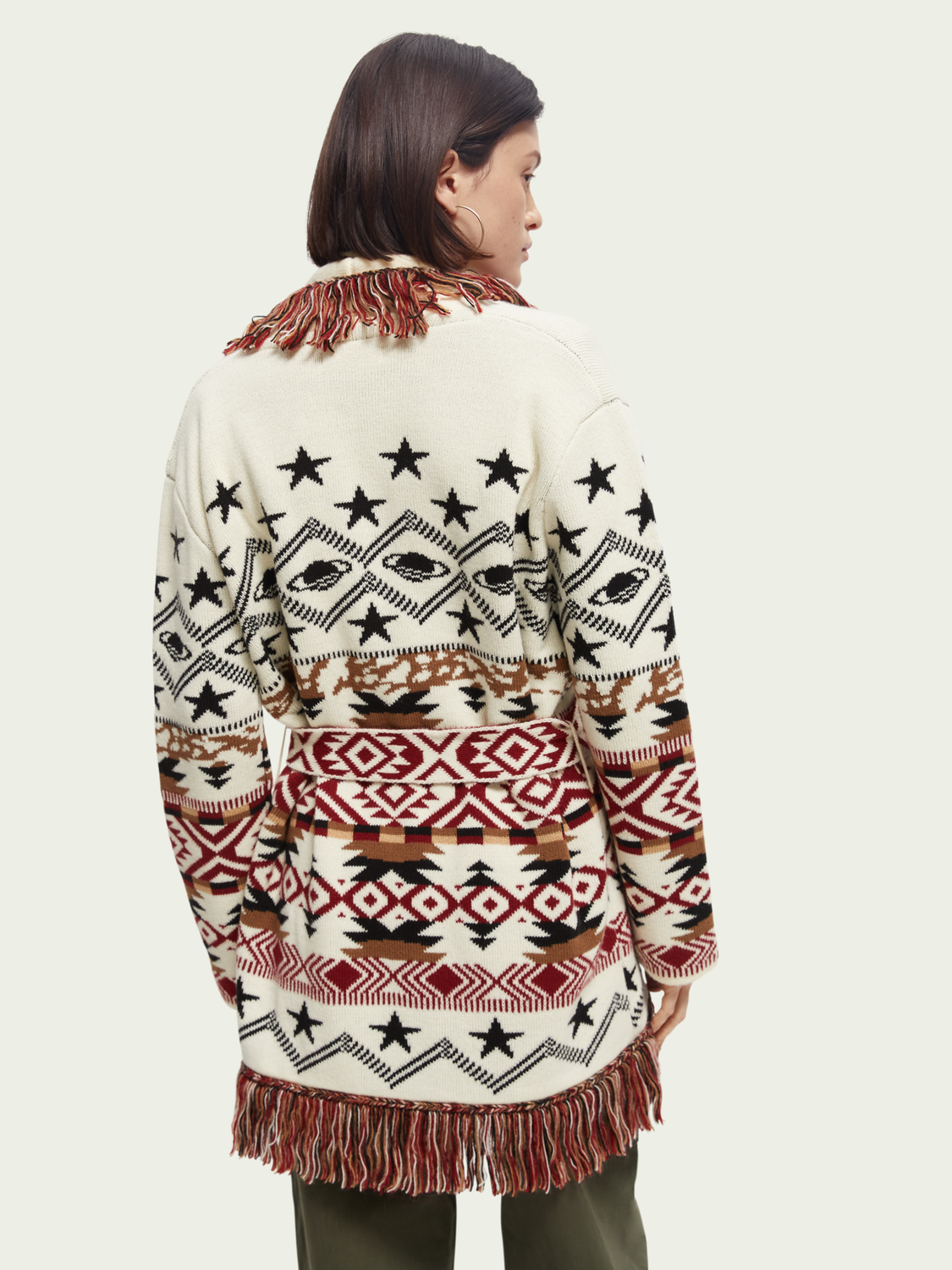 Jacquard Woven Fringed Cardigan | scotch & soda outlet