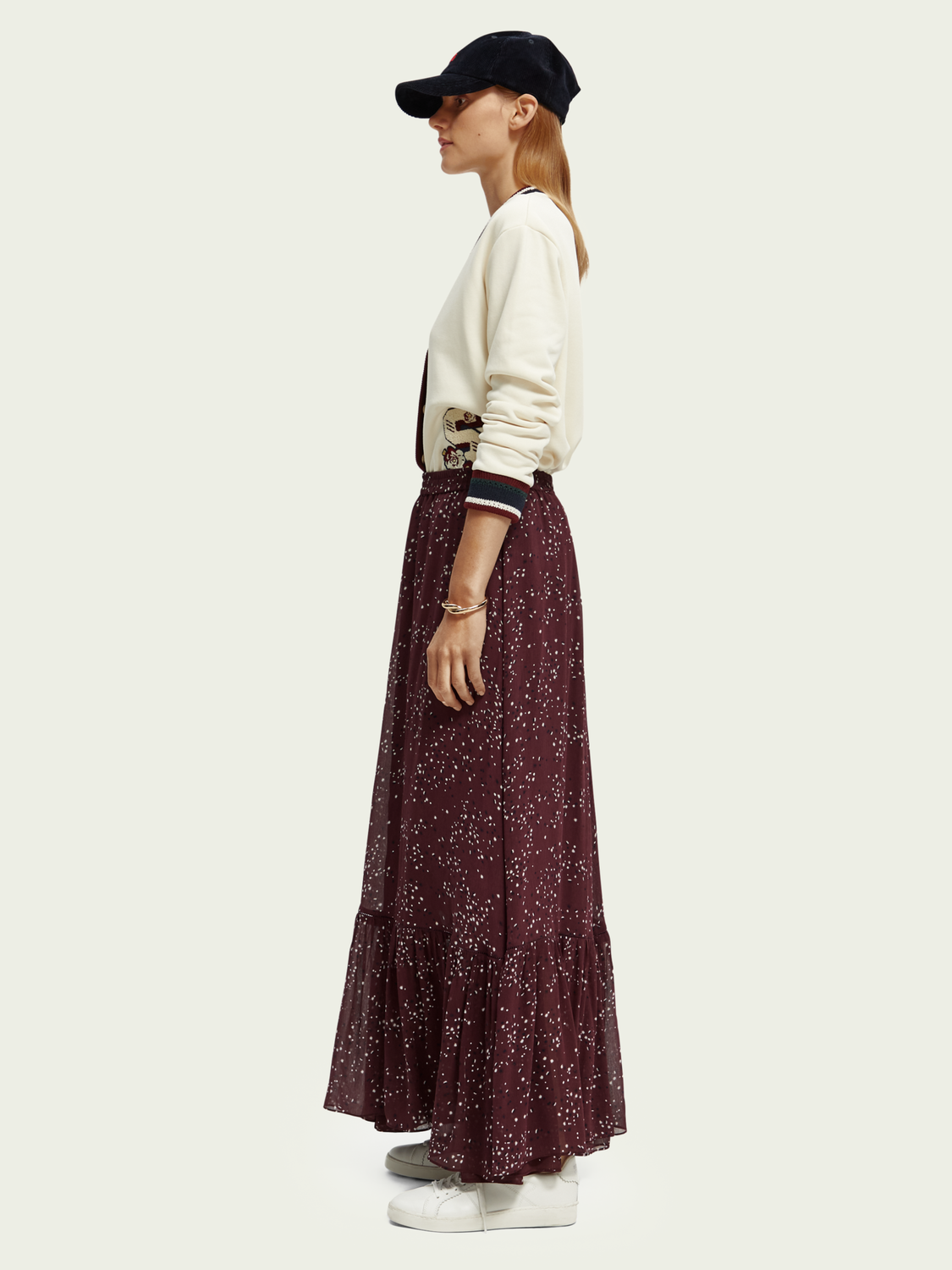 Tiered Printed Chiffon Maxi Skirt | scotch & soda outlet