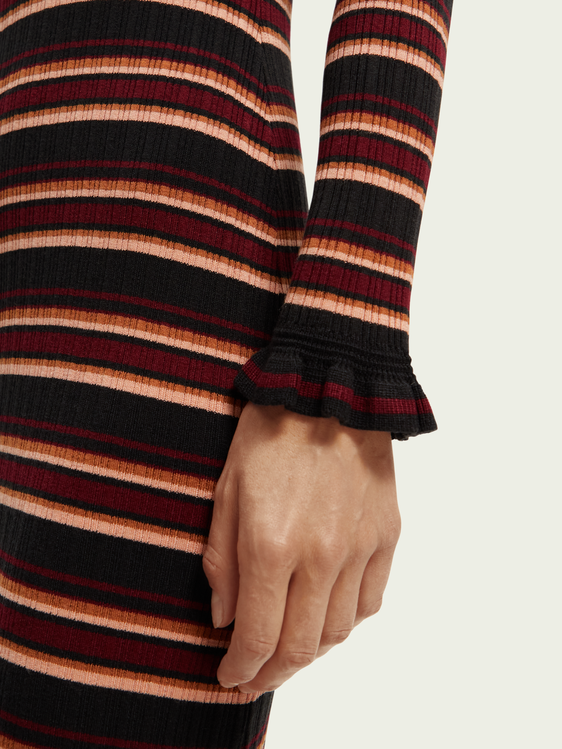 Fitted Striped Rib Knit Midi Dress | scotch & soda outlet