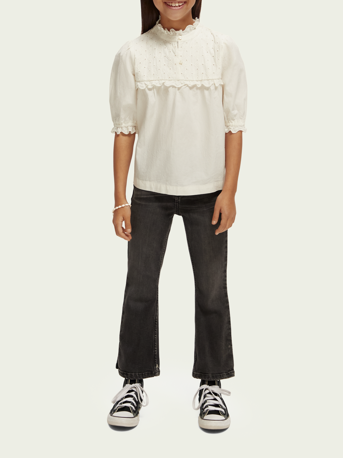 Short-Sleeved Broderie Anglaise Top