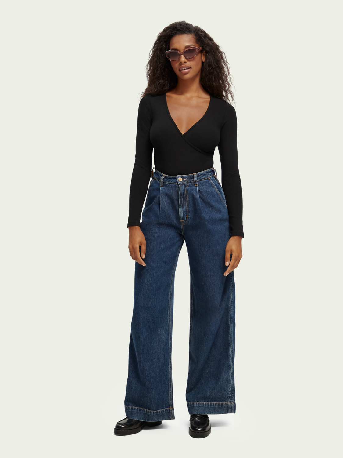 Long-Sleeved Wrapped Knit Bodysuit | scotch & soda outlet
