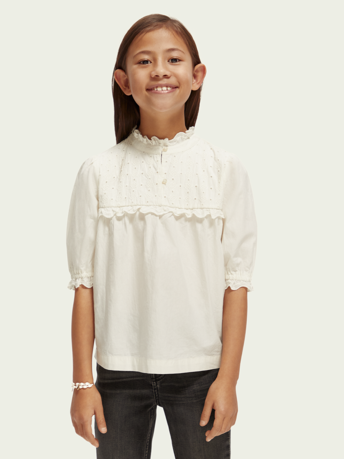 Short-Sleeved Broderie Anglaise Top