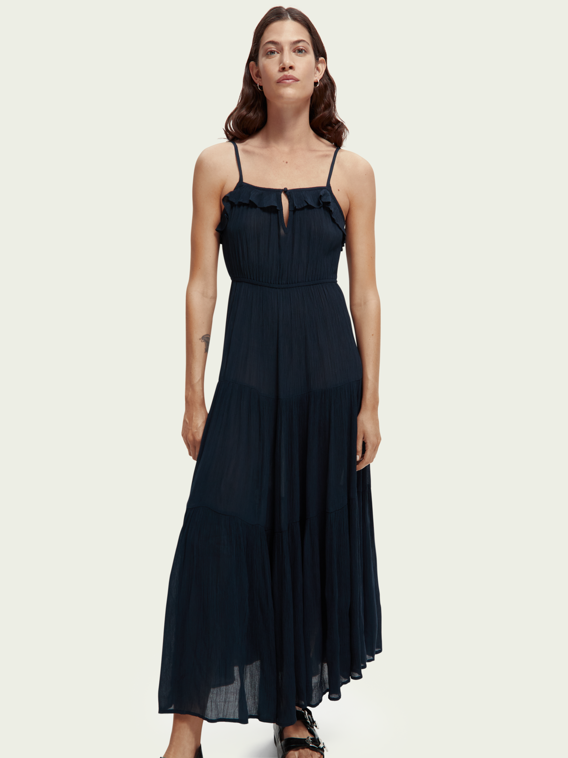 Full-Length Tiered Strap Dress | scotch & soda outlet