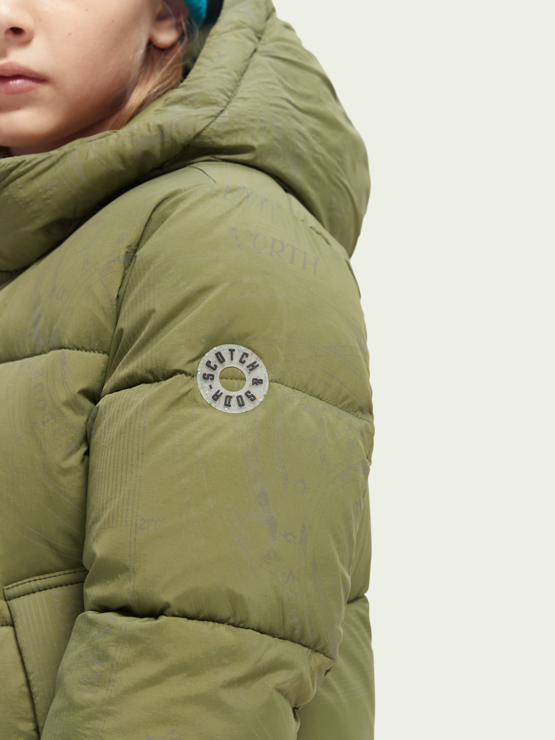 Padded Jacket With Reflective Print