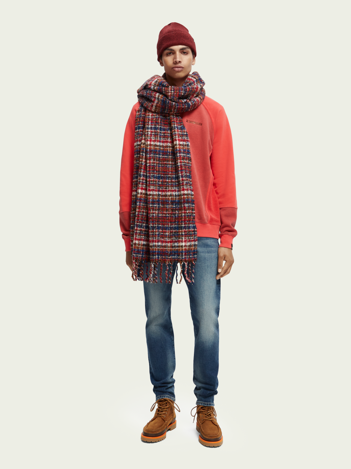 Wool - Blend Brushed Scarf | Scotch And Soda Outlet