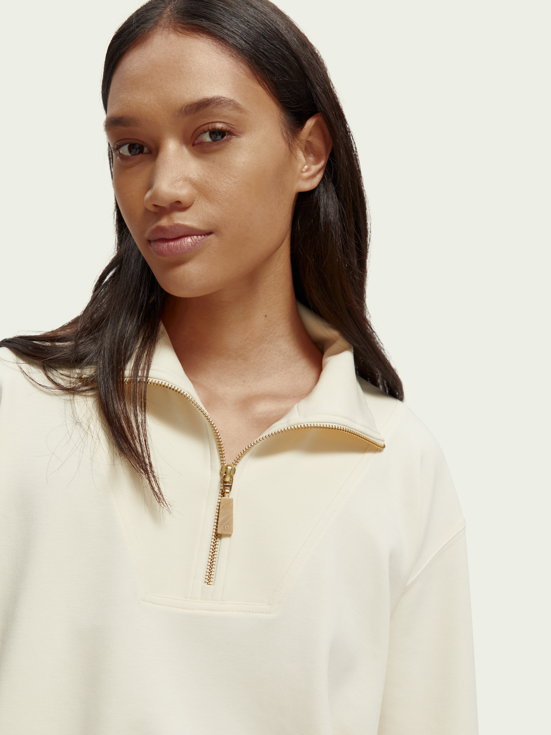 Half-Zip Trumpet-Sleeved Sweatshirt | scotch & soda outlet