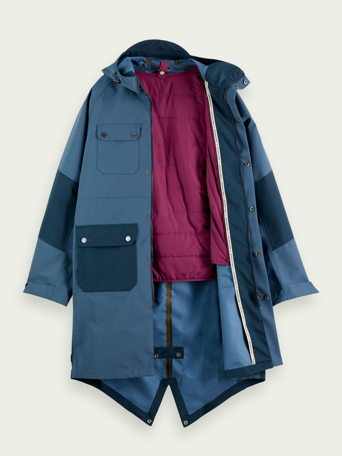 Unisex Water-Repellent Colour-Block Raincoat With Removable Vest | scotch & soda outlet