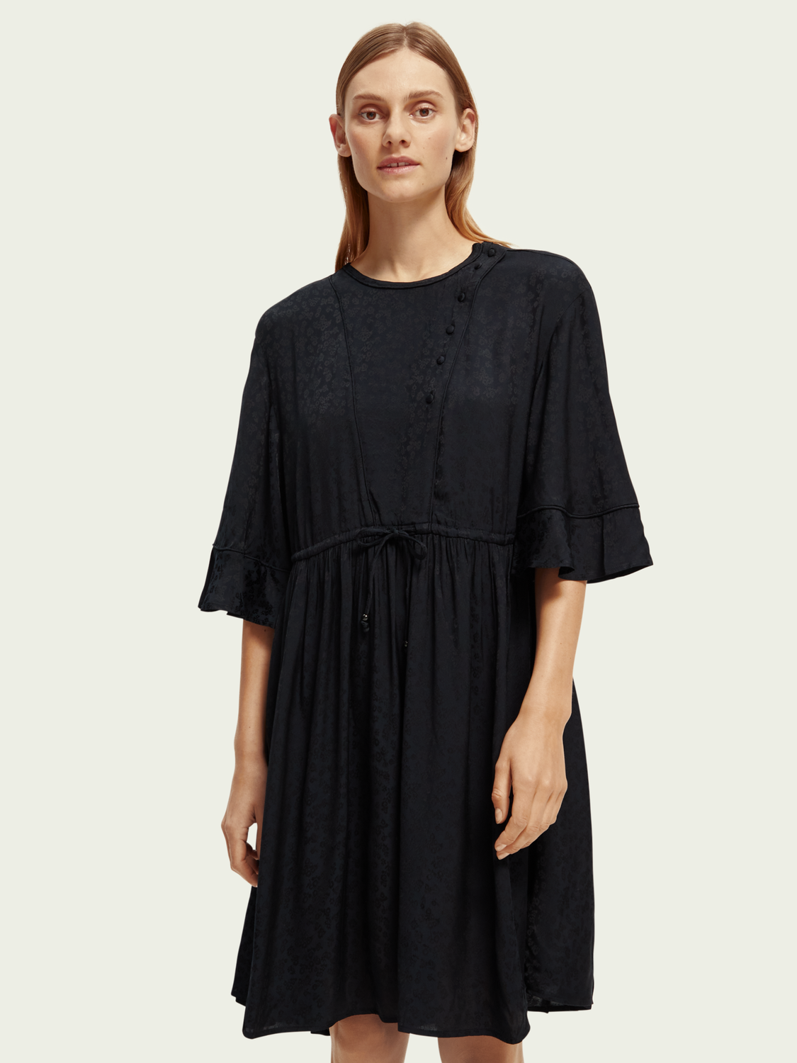 T-Shirt Style Flounce-Sleeved Dress | scotch & soda outlet