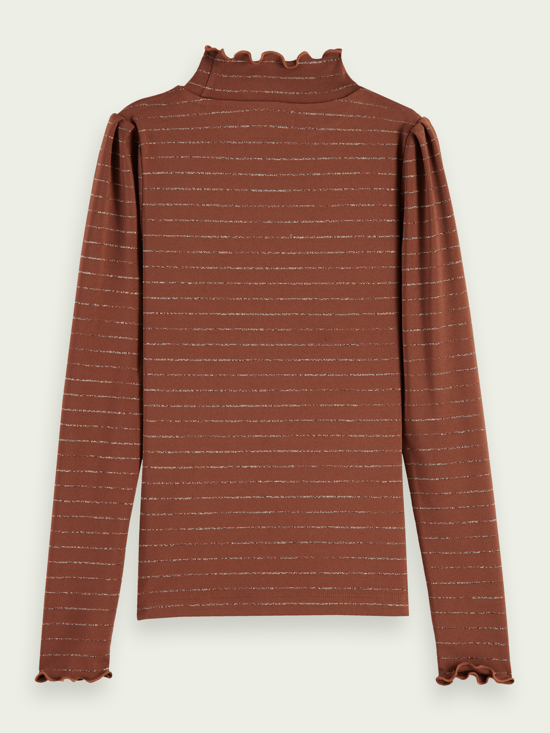 Yarn-Dyed Long-Sleeved Fitted Turtleneck T-Shirt