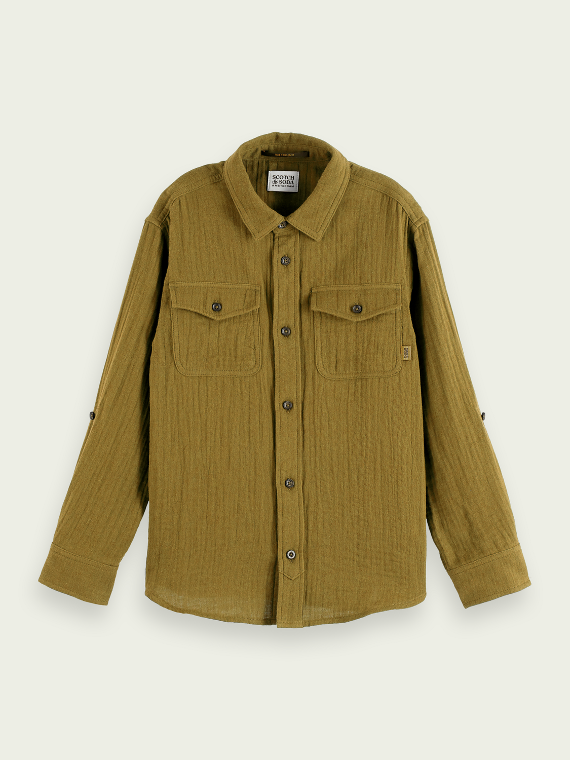 Regular-Fit Bonded Cotton Long-Sleeve Shirt