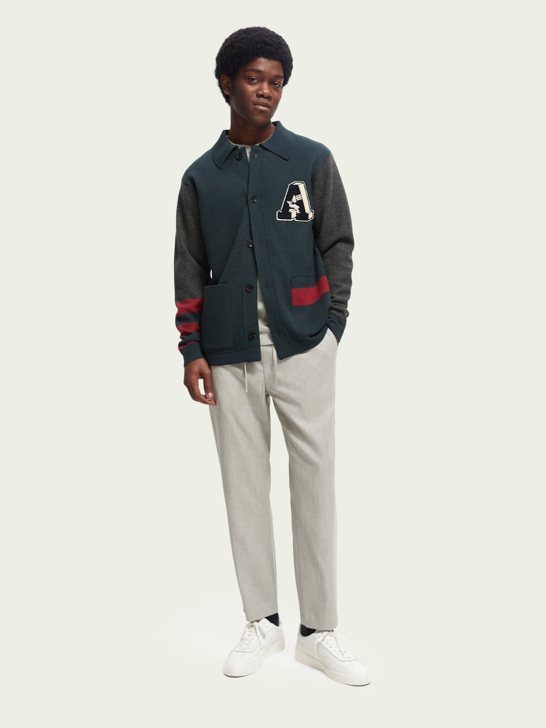 Felted Wool Varsity Sweater | Scotch And Soda Outlet
