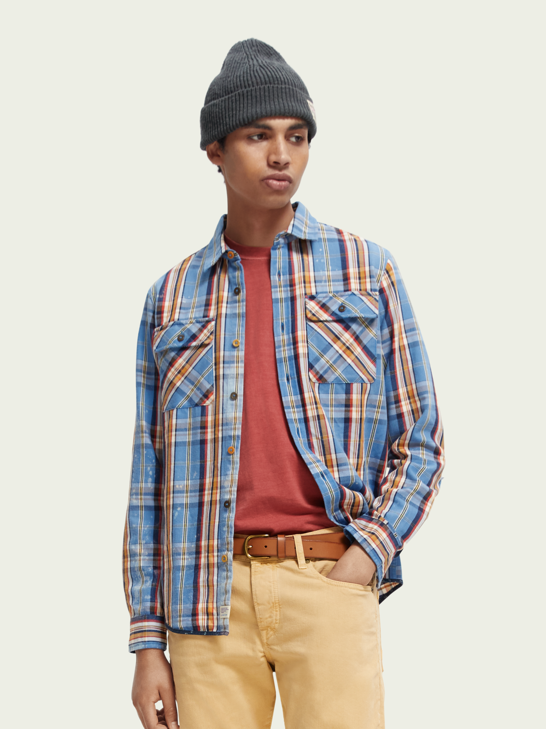 Distressed Regular-Fit Flannel Checked Shirt | Scotch And Soda Outlet