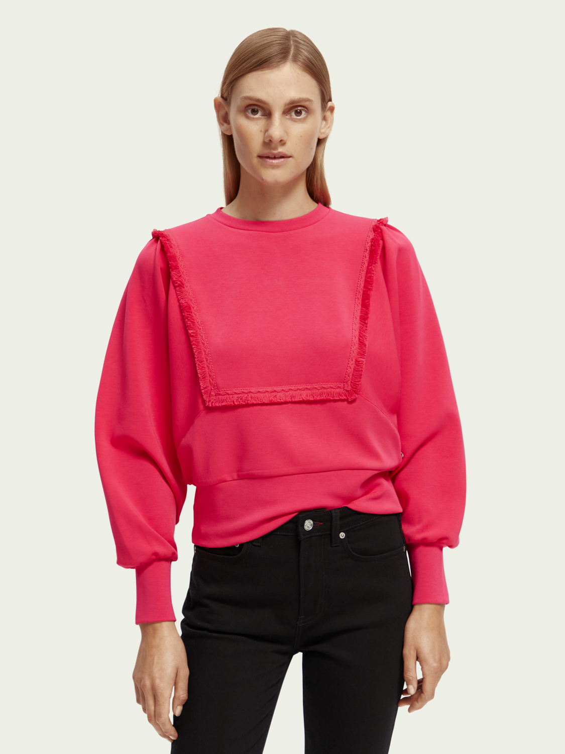 Fringed Oversized Raglan Sweatshirt | scotch & soda outlet