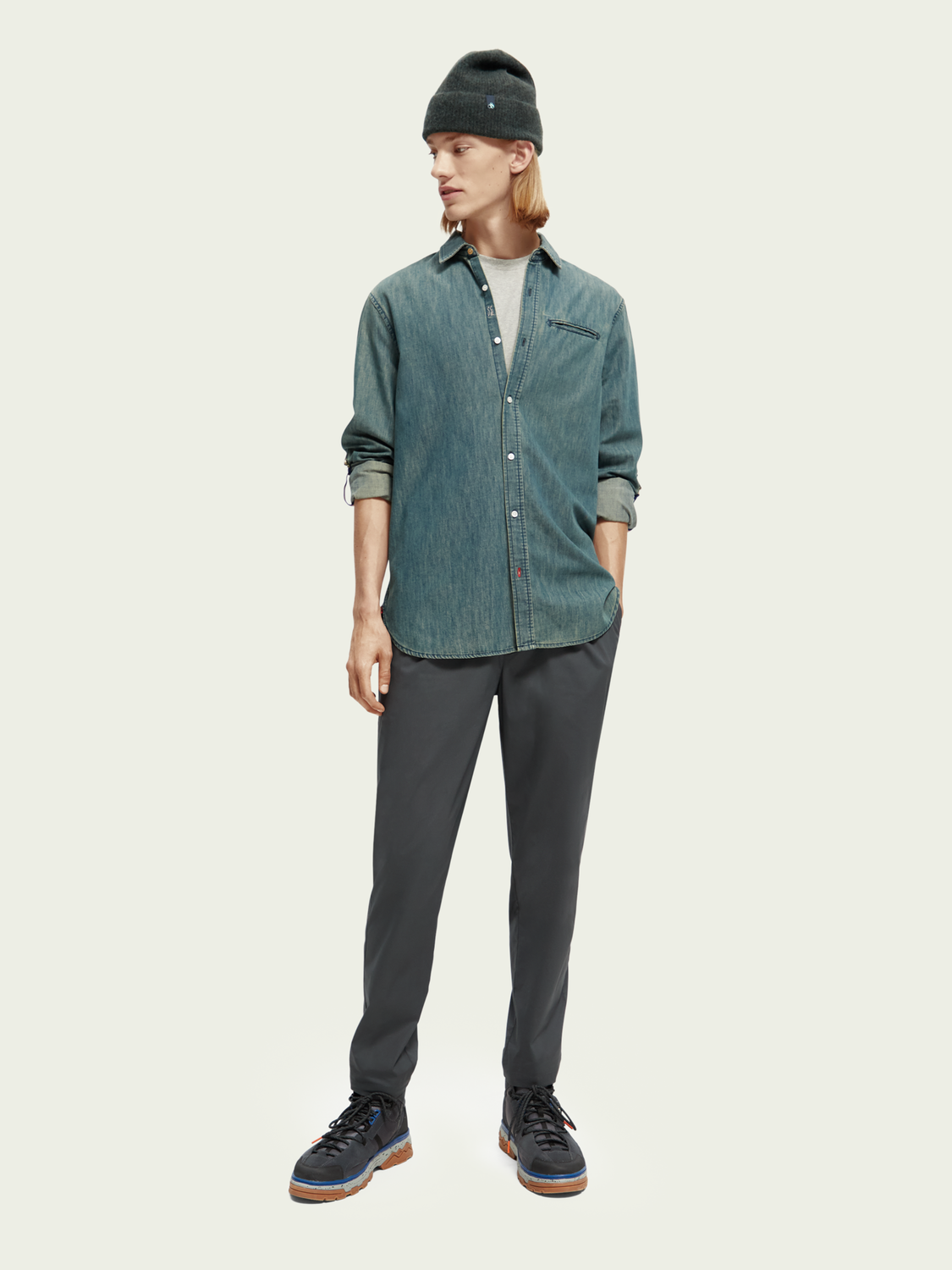 Regular Fit Pocketed Denim Shirt With Sleeve Adjustment | Scotch And Soda Outlet