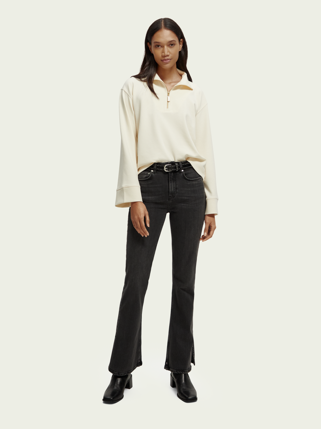 Half-Zip Trumpet-Sleeved Sweatshirt | scotch & soda outlet