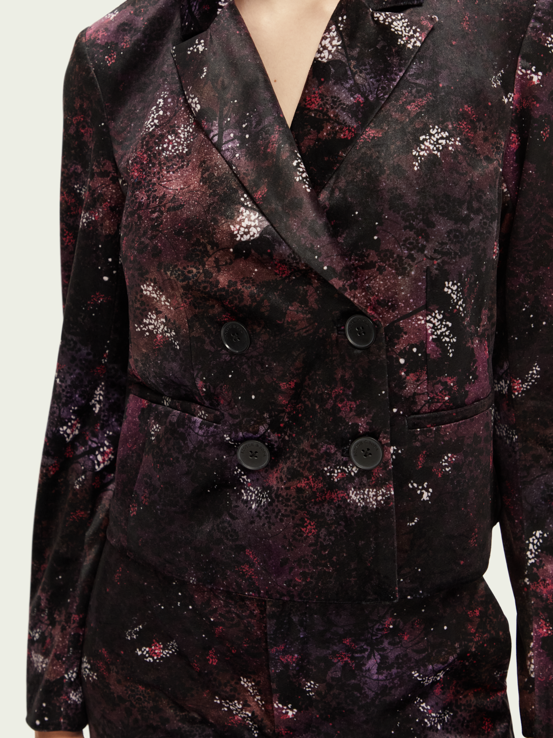 Printed Cropped Velvet Blazer | scotch & soda outlet