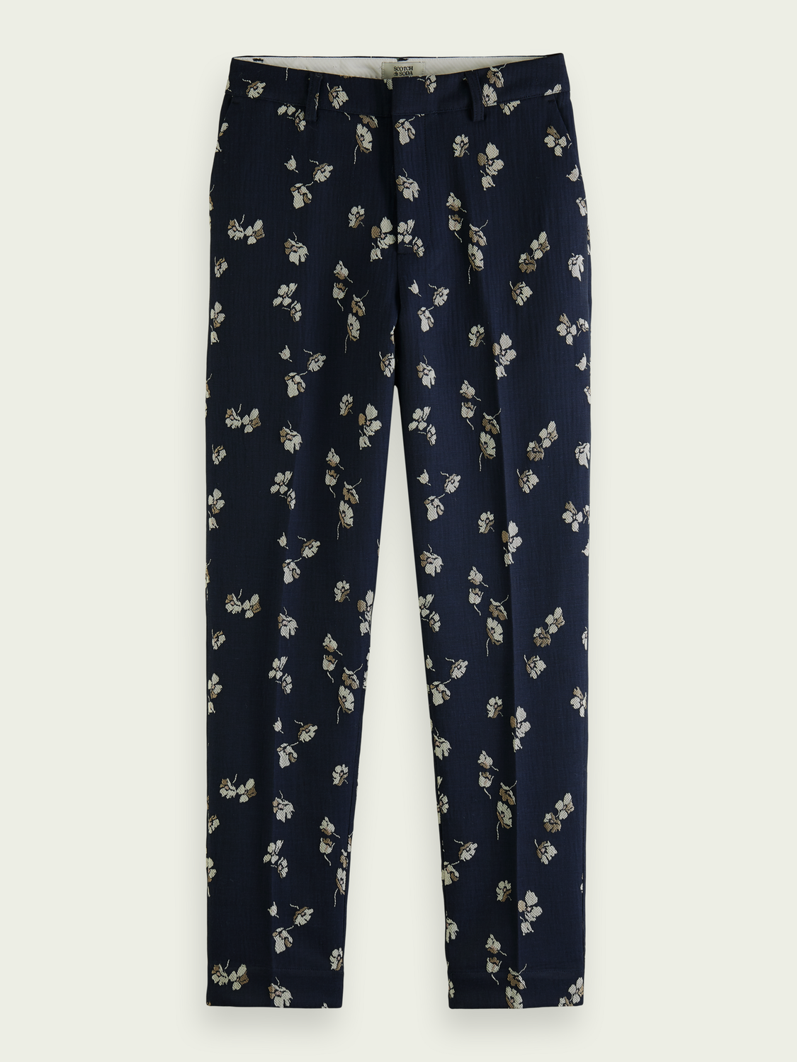 Lowry Mid-Rise Slim Fit Jacquard Trousers | scotch & soda outlet