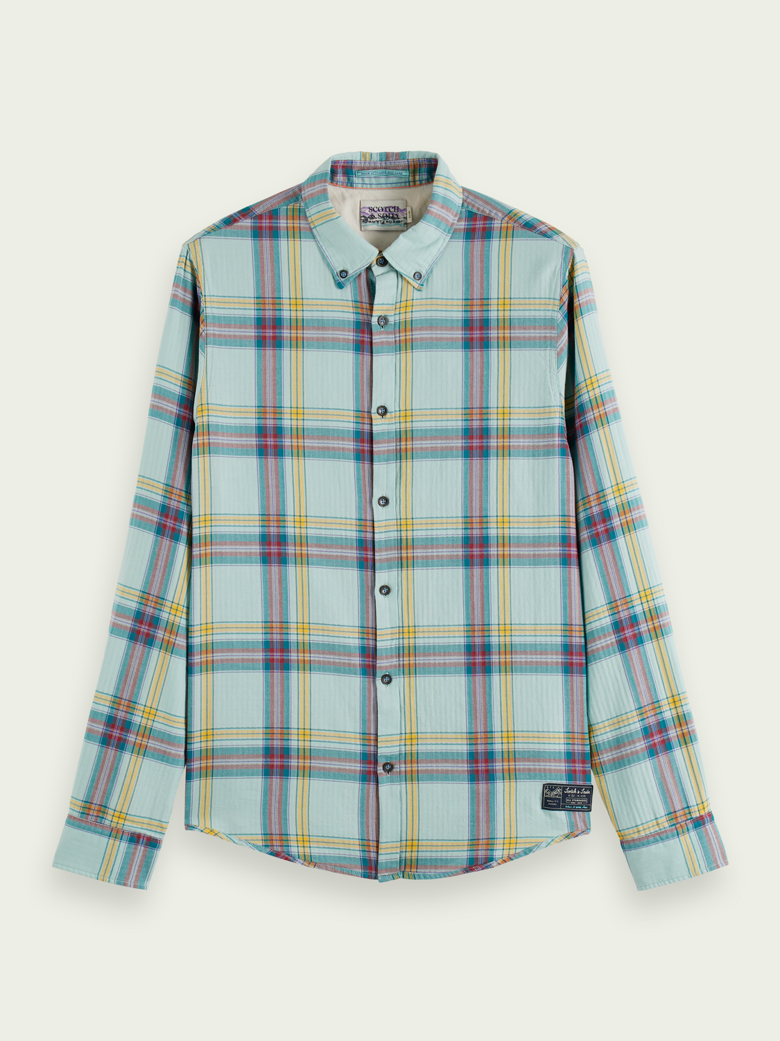 Slim Fit Lightweight Checked Herringbone Shirt | Scotch And Soda Outlet