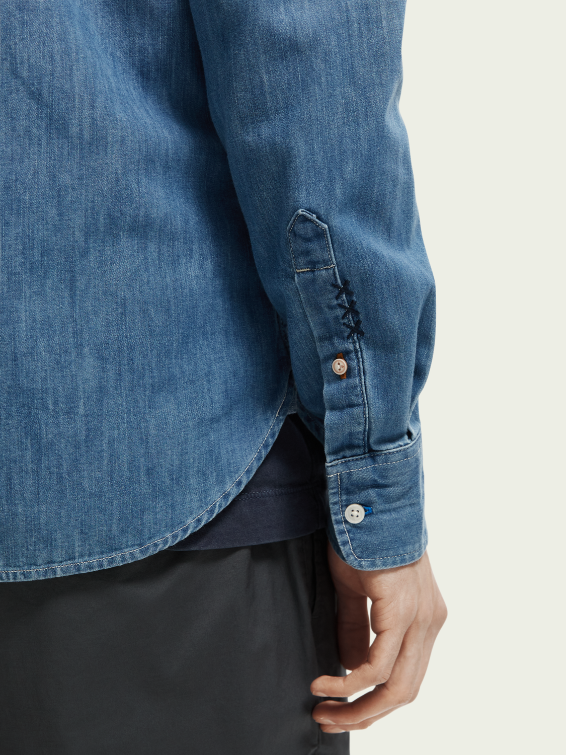 Chambray Shirt With Ikat Detailing | Scotch And Soda Outlet