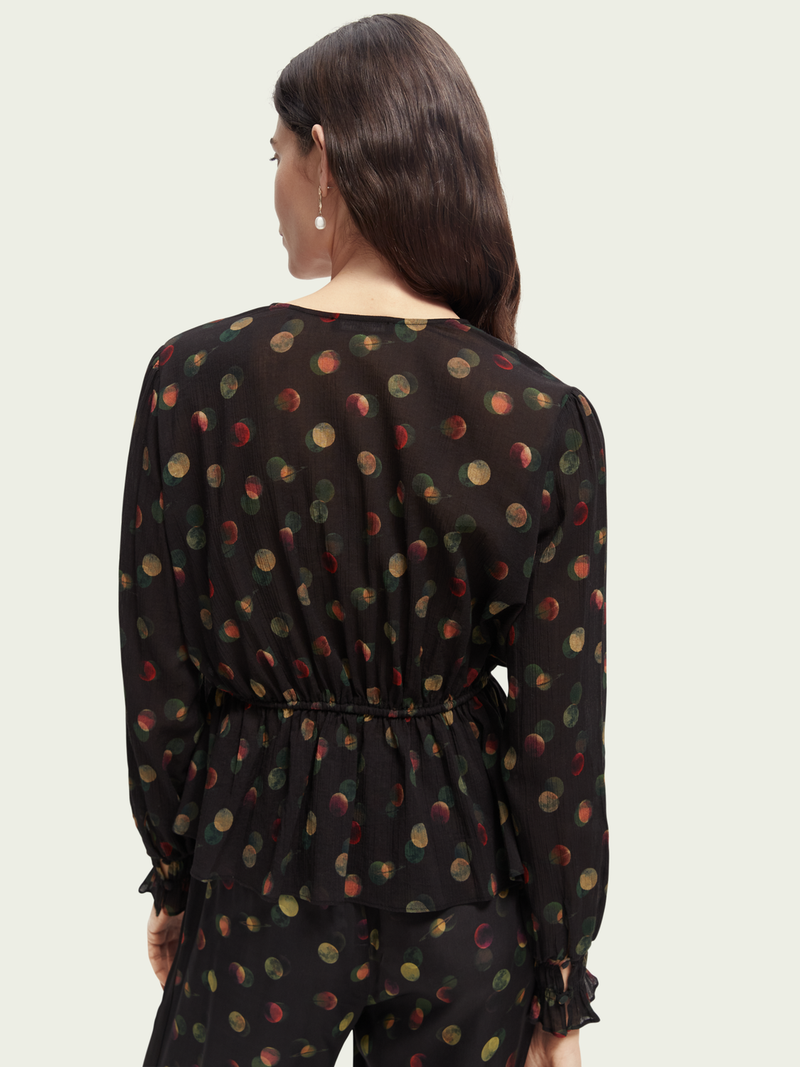 Printed Peplum V-Neck Shirt | scotch & soda outlet