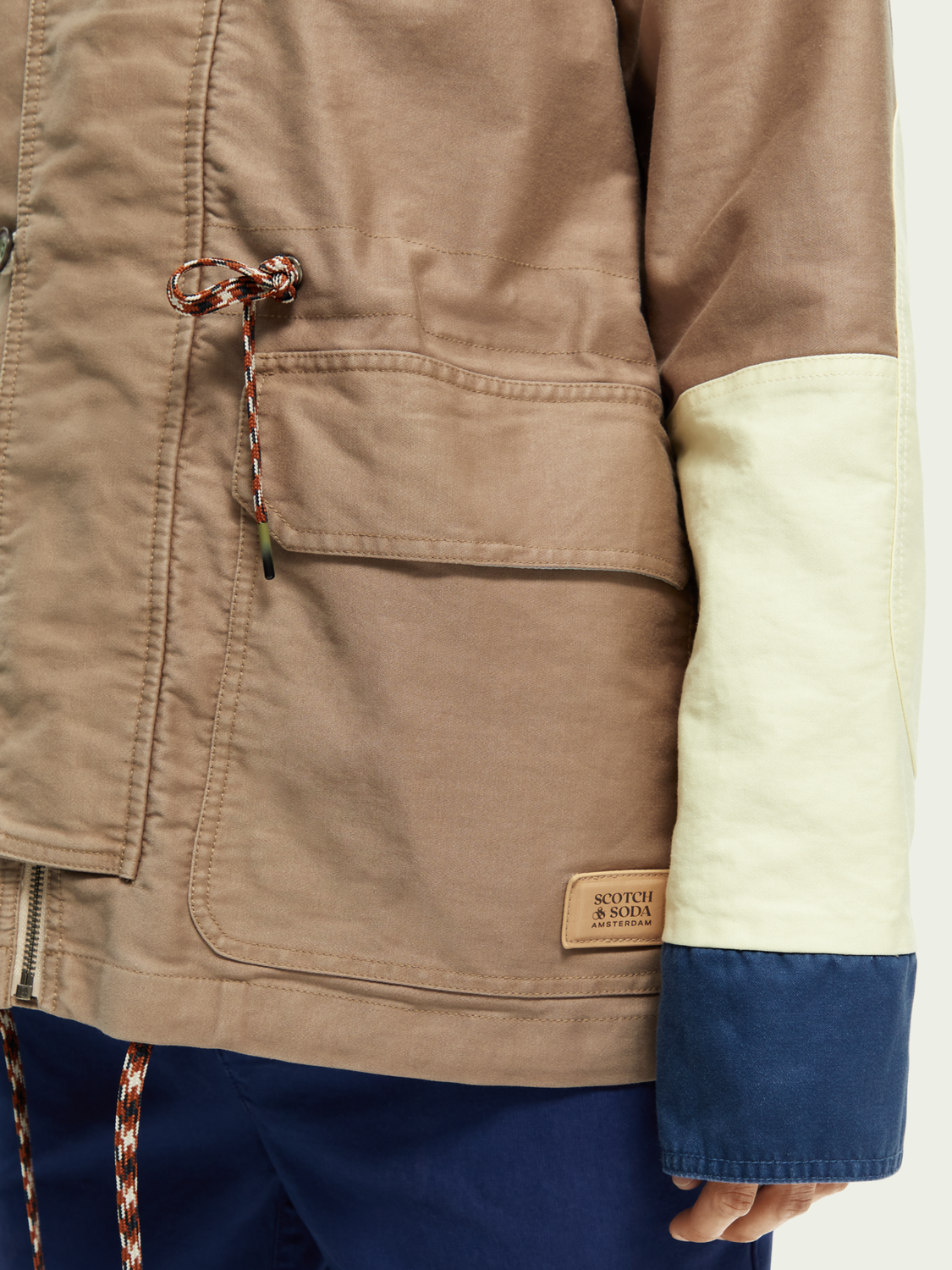 Colour-Block Organic Cotton Parka | Scotch And Soda Outlet