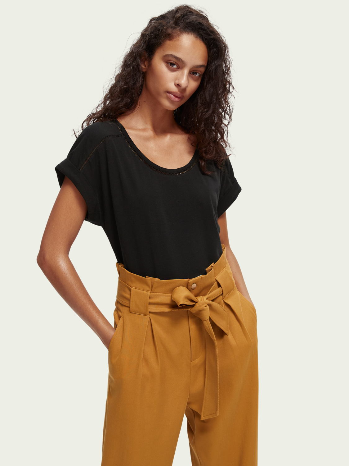 Scoop Neck Ladder Tape T-Shirt | scotch & soda outlet
