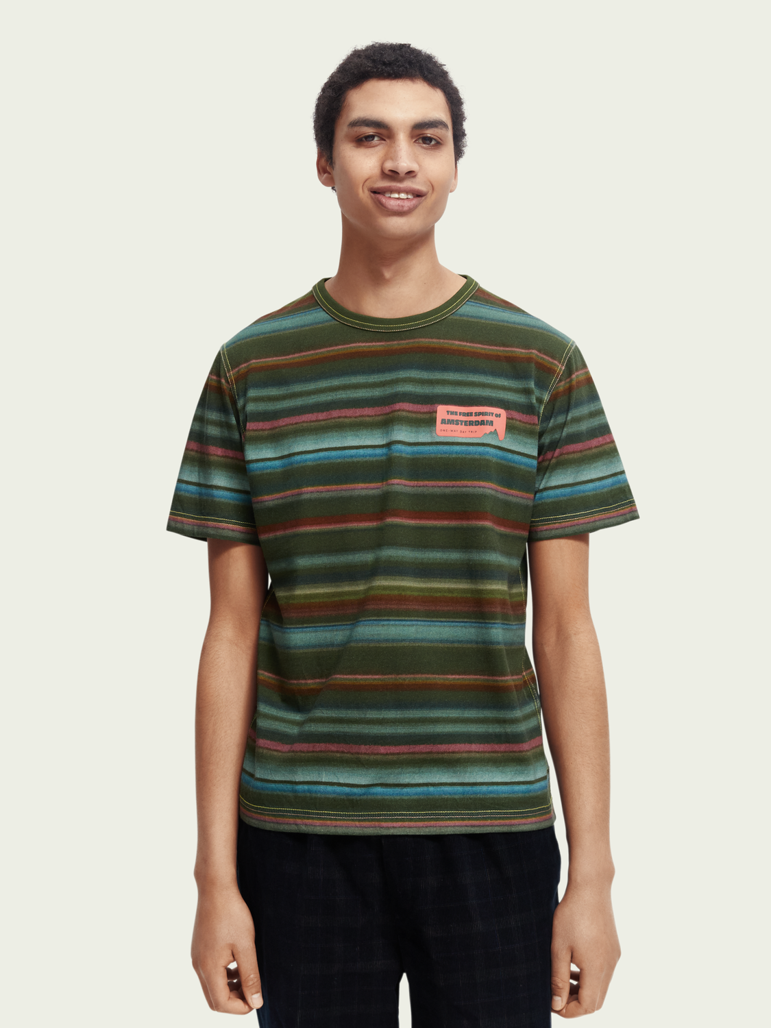 Striped Gradient Crewneck T-Shirt | Scotch And Soda Outlet