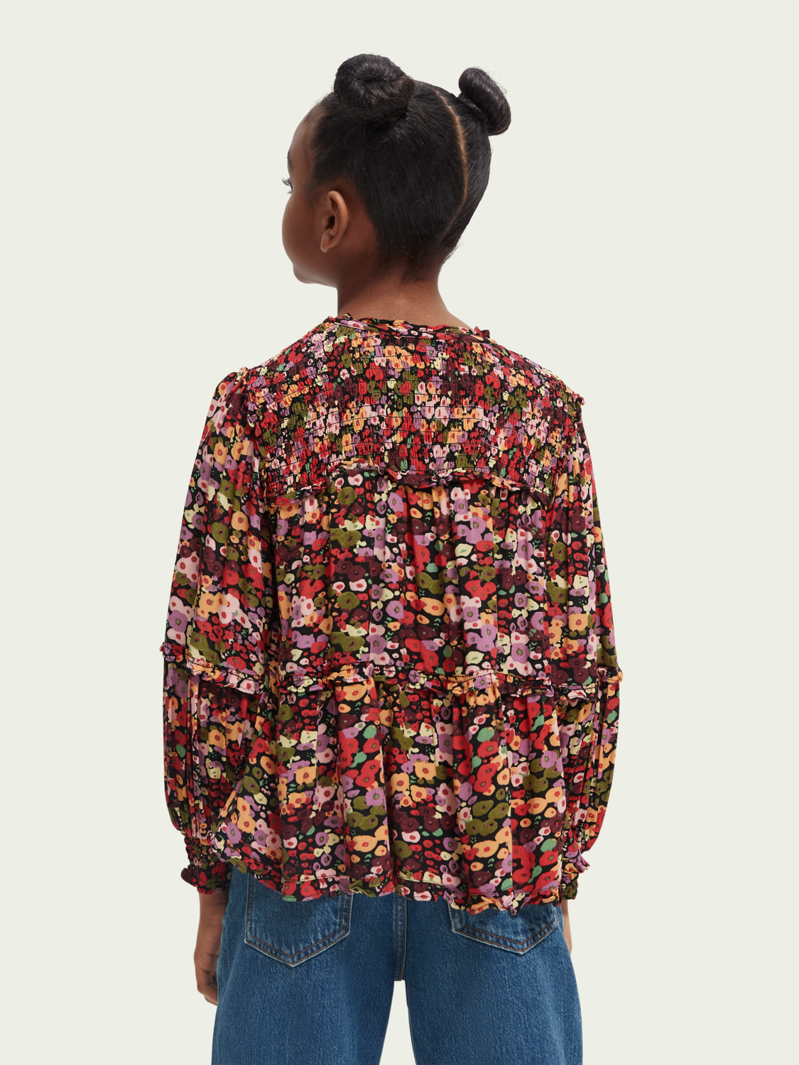 Printed Smock Detail Top