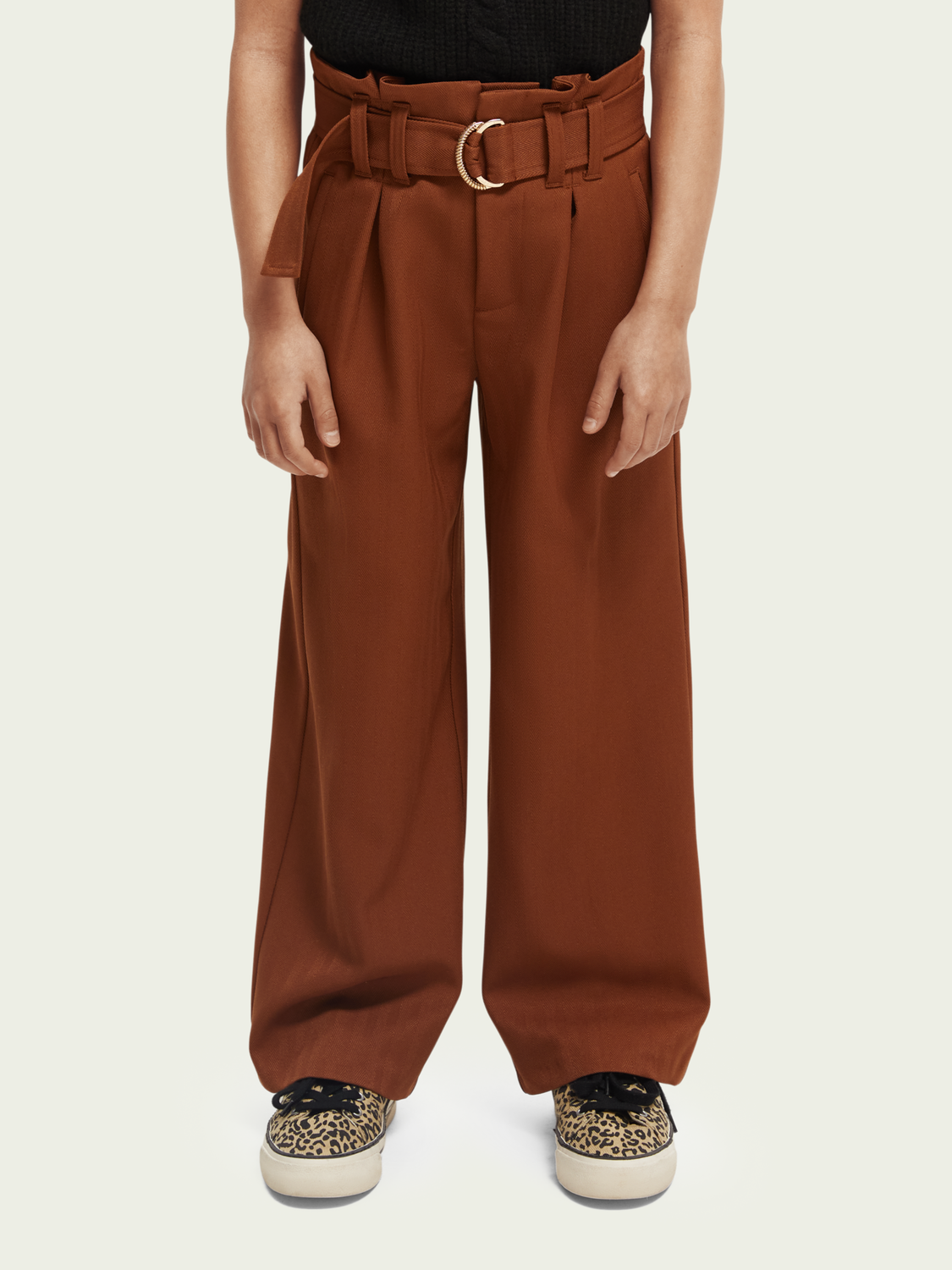 High-Rise Wide Leg Paper Bag Trousers