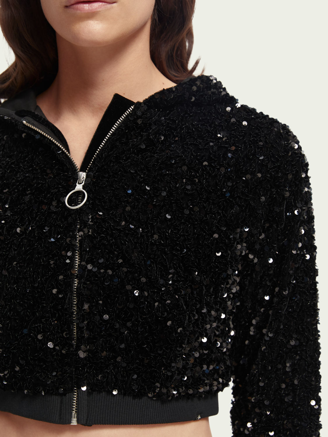 Cropped Sequin Hoodie | scotch & soda outlet