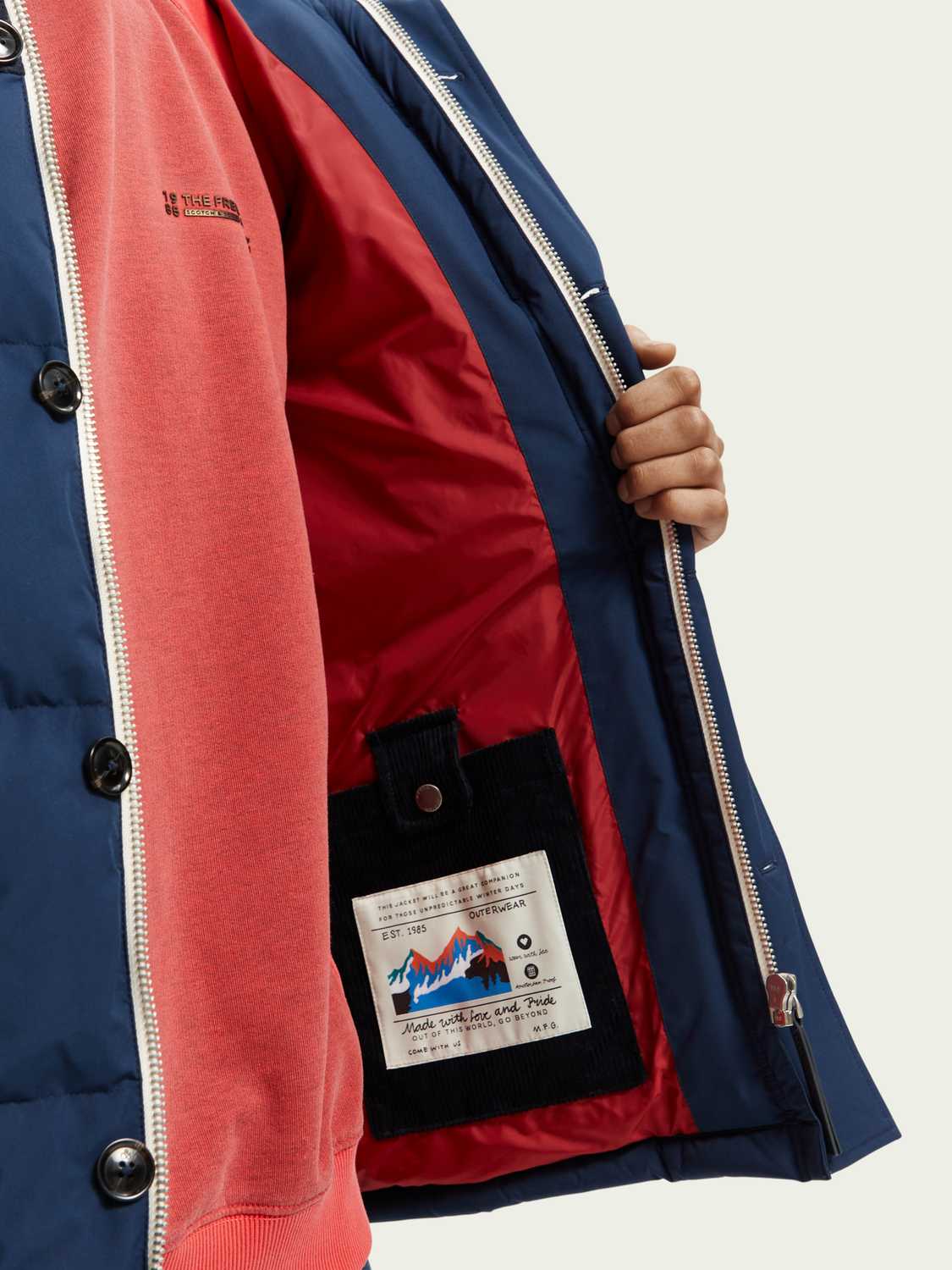 Water-Repellent Check-Panelled Puffer Jacket | Scotch And Soda Outlet