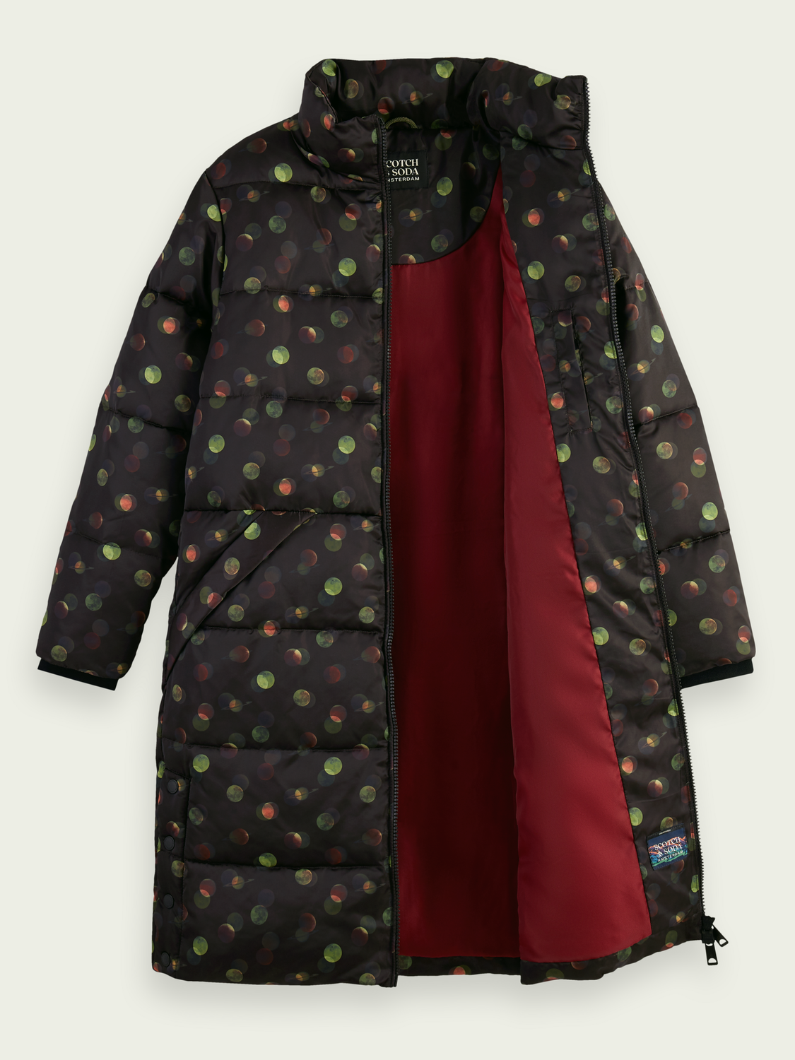 Printed Water-Repellent Long Puffer Jacket | scotch & soda outlet