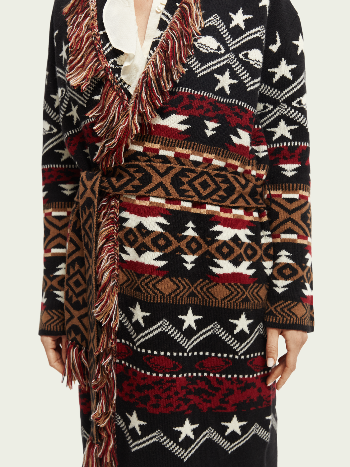 Jacquard Woven Fringed Cardigan | scotch & soda outlet