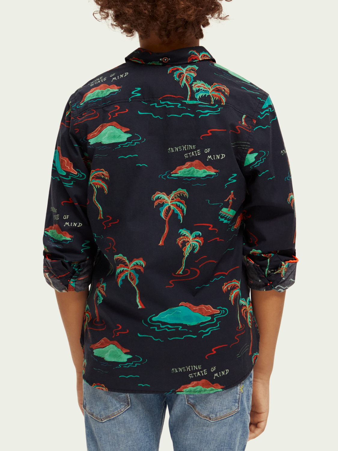 Printed Button-Down Shirt With Sleeve-Adjustment