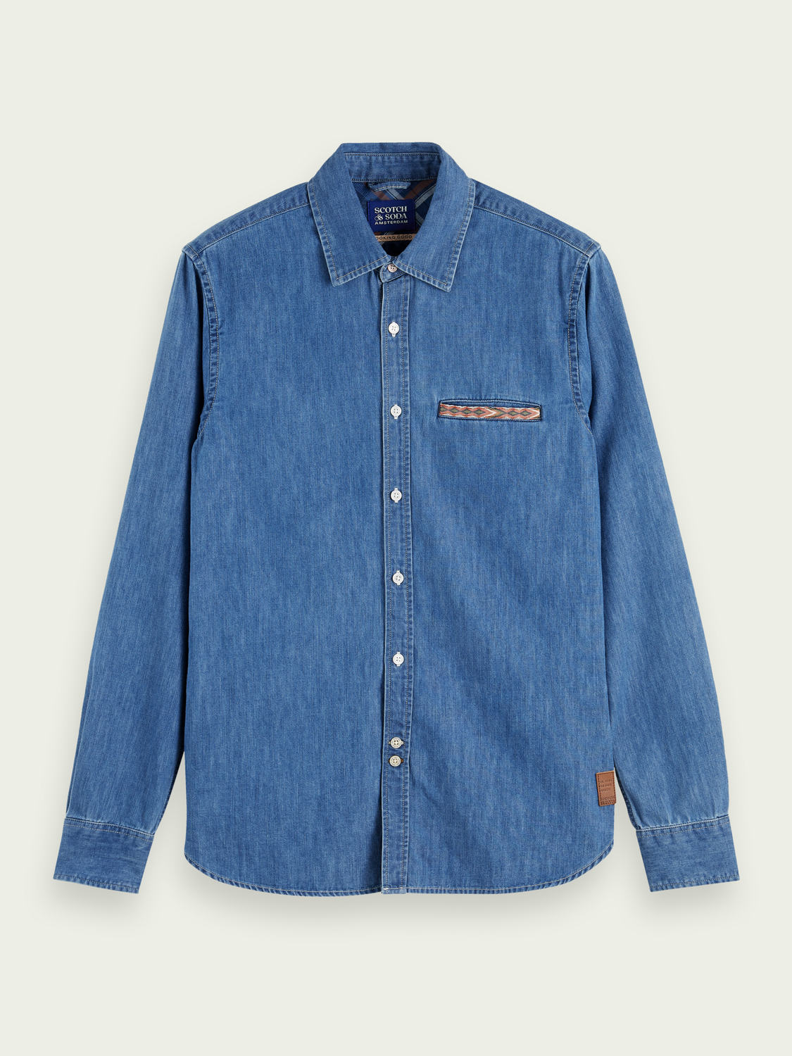 Chambray Shirt With Ikat Detailing | Scotch And Soda Outlet