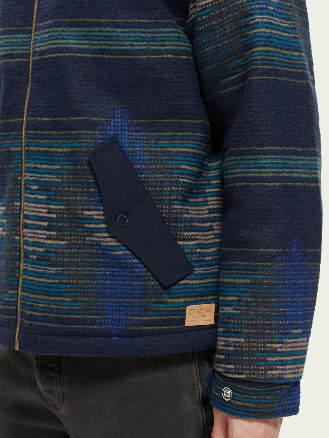 Teddy-Lined Jacquard Bomber Jacket | Scotch And Soda Outlet