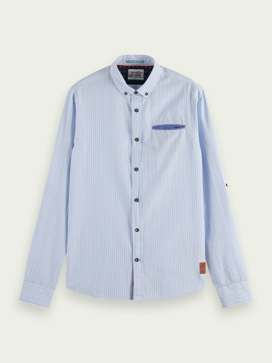 Regular Fit Pocketed Striped Shirt With Sleeve Adjustment | Scotch And Soda Outlet