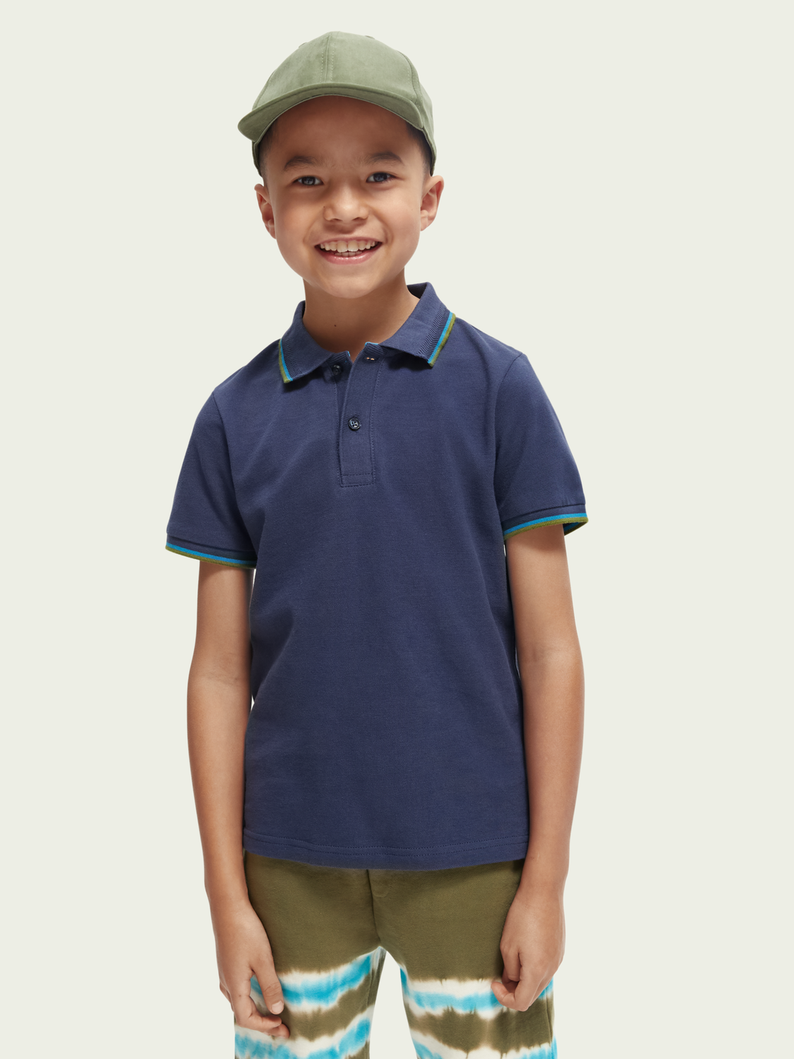 Short-Sleeved Contrast Tipped Pique Polo