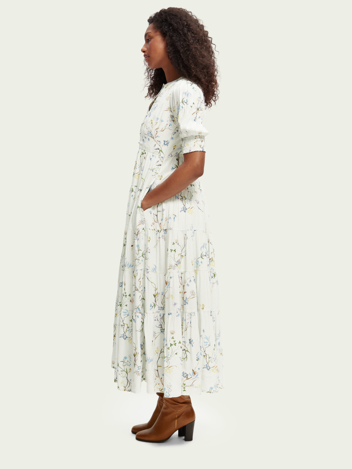 Short Sleeved Tiered Maxi Dress | scotch & soda outlet