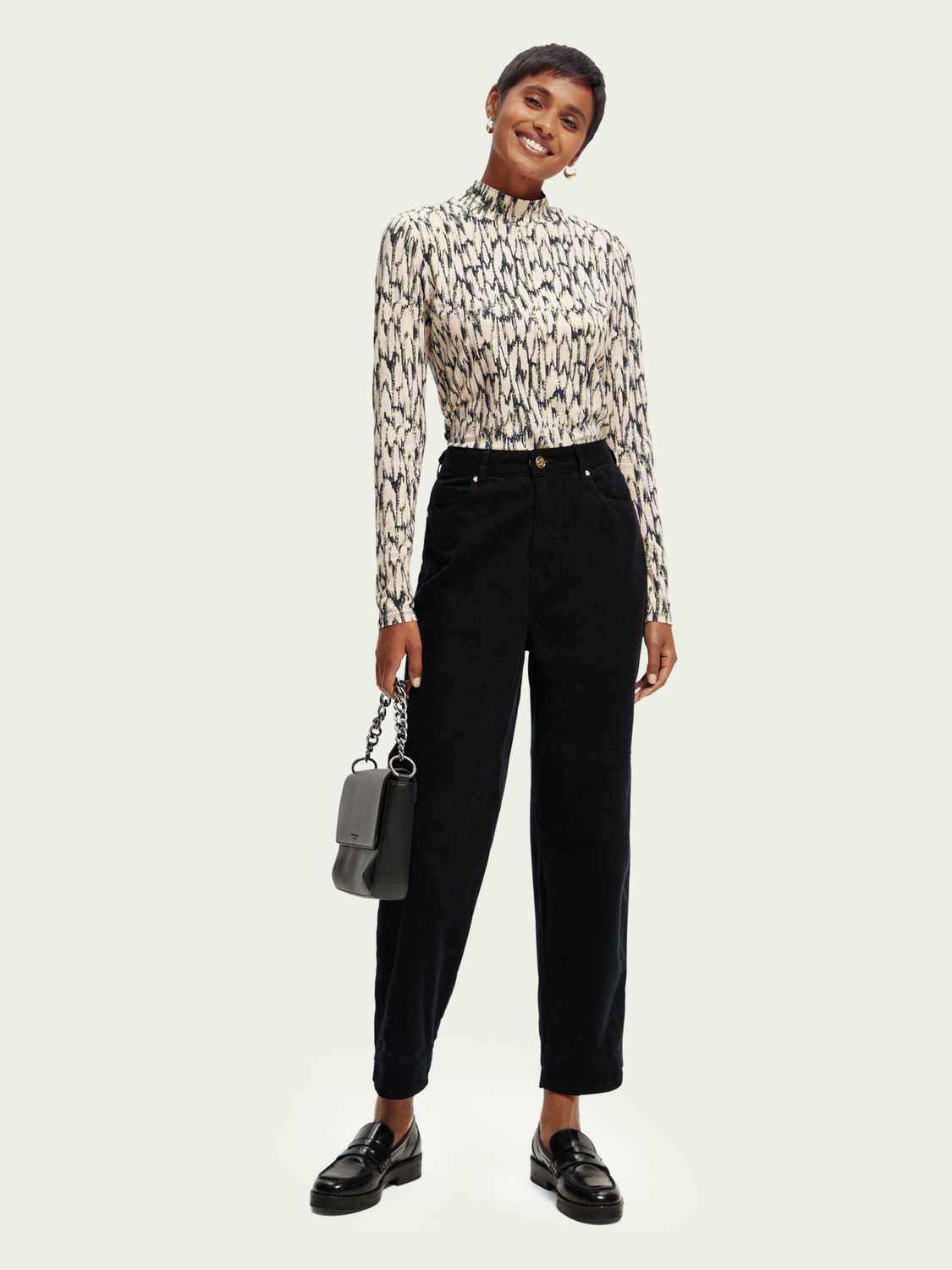 Mock Neck Printed Long-Sleeve Shirt | scotch & soda outlet