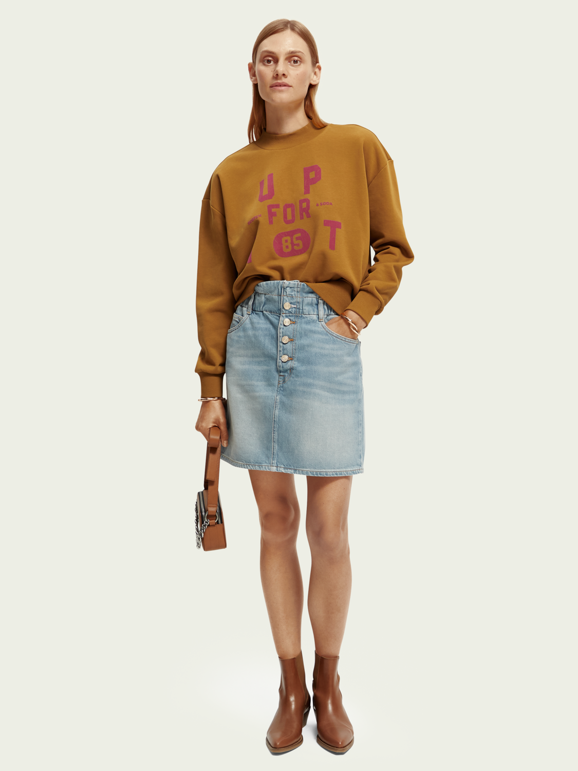 Loose Fit Cropped Funnel Neck Sweatshirt | scotch & soda outlet