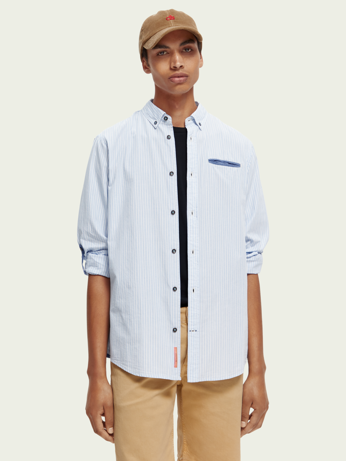 Regular Fit Pocketed Striped Shirt With Sleeve Adjustment | Scotch And Soda Outlet