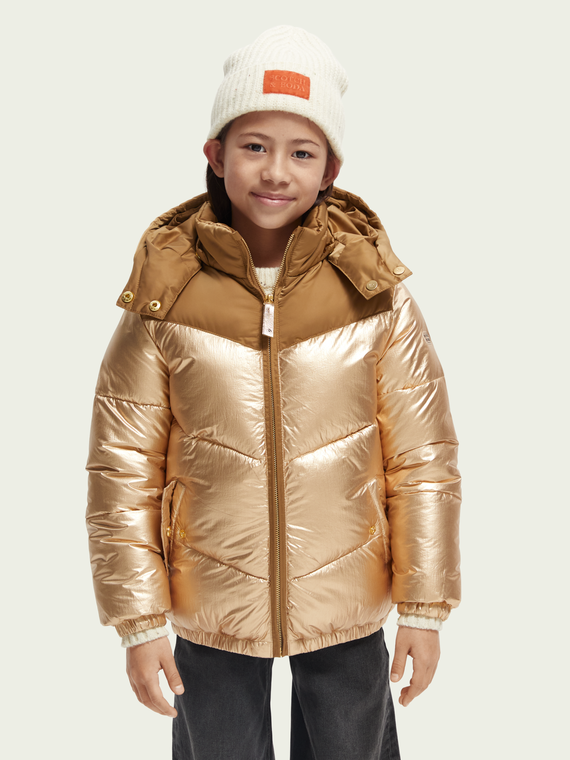 Metallic Colour Block Puffer Jacket