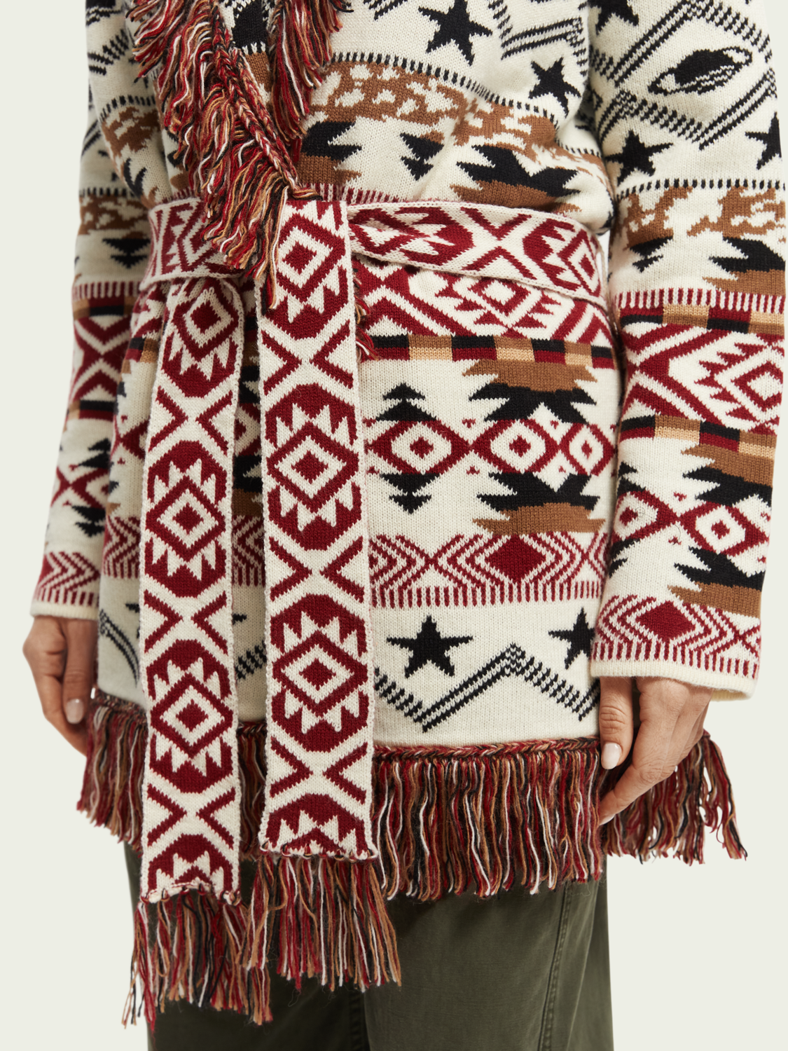 Jacquard Woven Fringed Cardigan | scotch & soda outlet