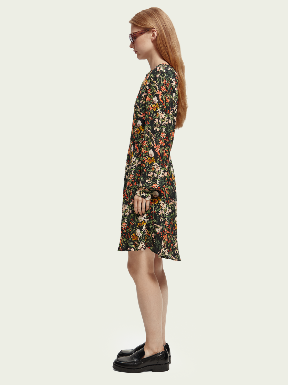Printed Long-Sleeved Mini Dress | scotch & soda outlet