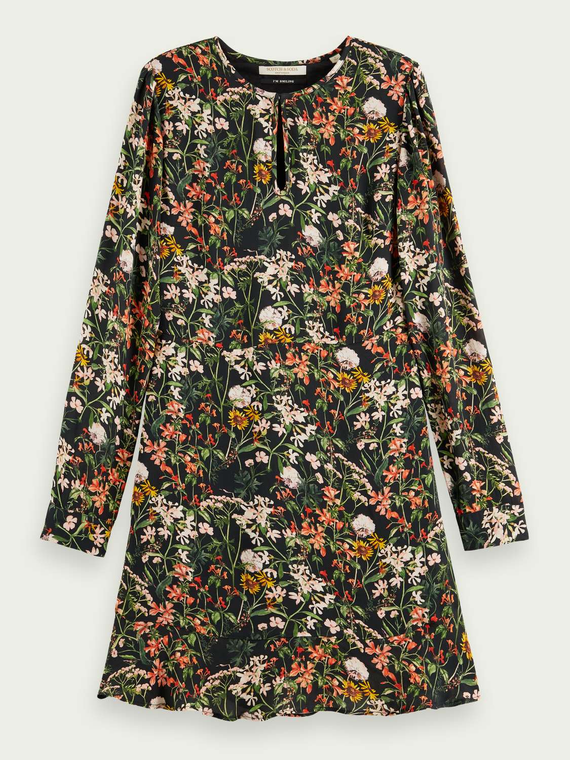Printed Long-Sleeved Mini Dress | scotch & soda outlet