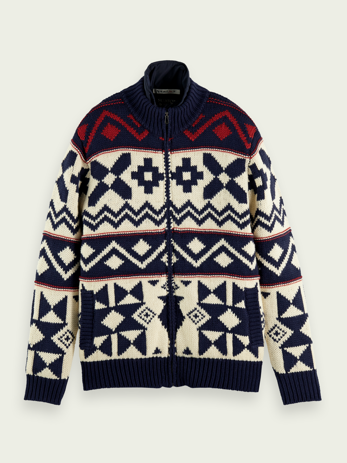 Chunky Wool-Blend Zip Cardigan With Detachable Inner Jacket | Scotch And Soda Outlet