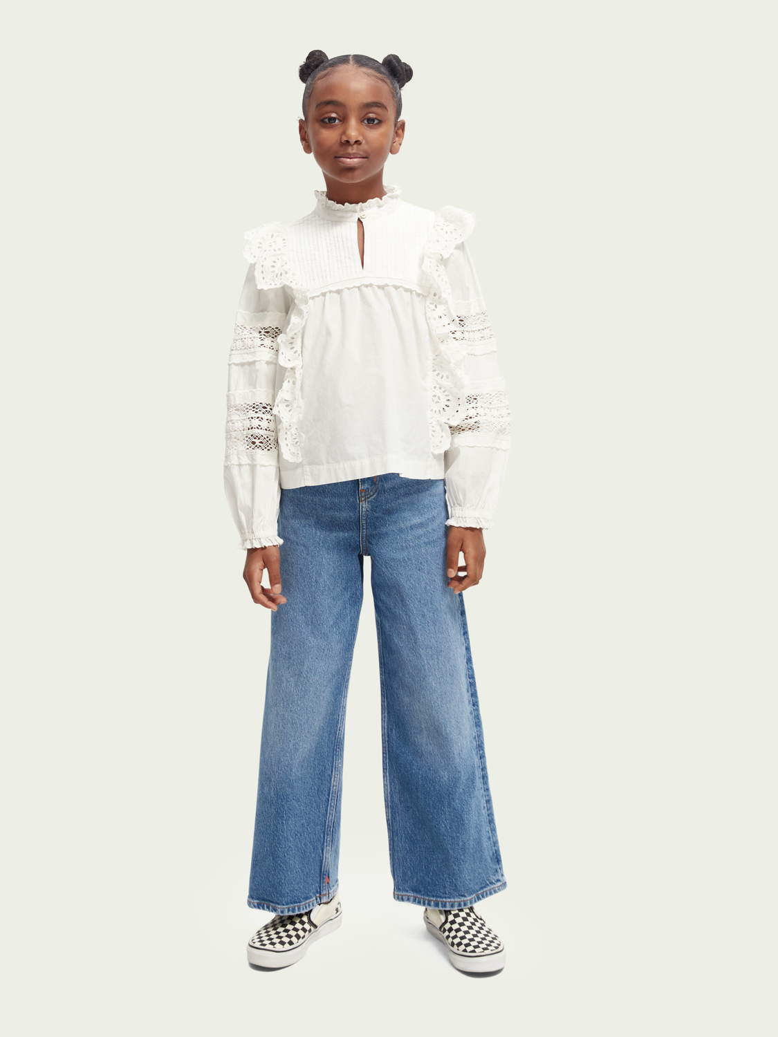 Broderie Anglaise Organic Cotton Ruffled Top